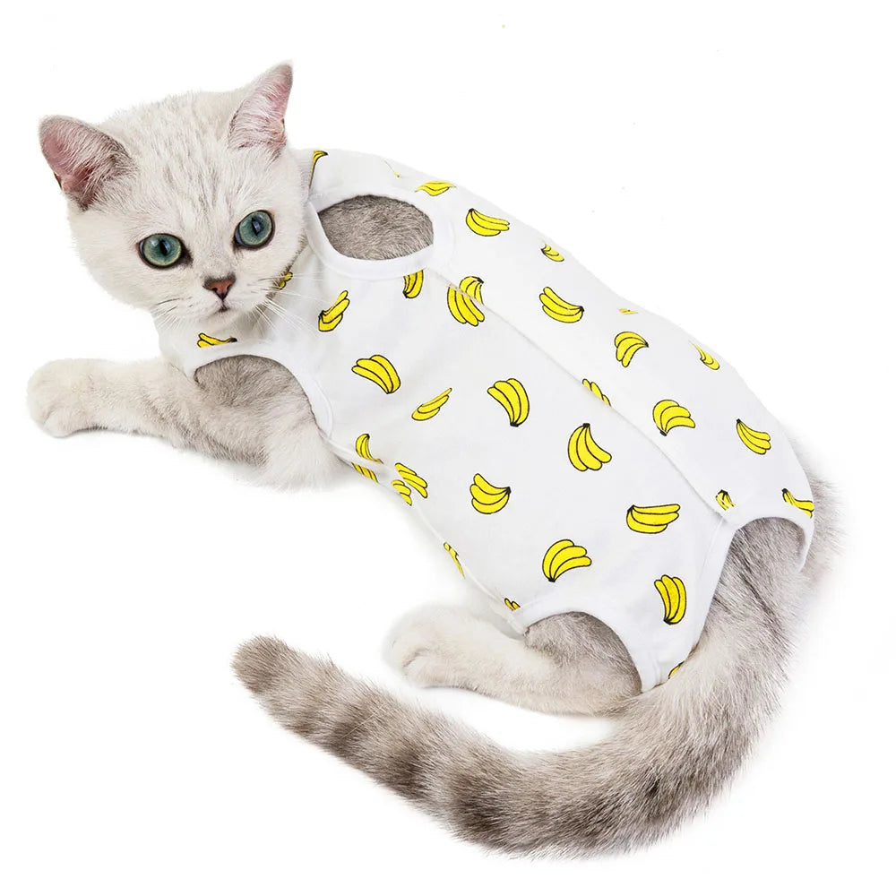 Cat/Kitten Recovery E-Collar Anti-Licking Pajamas Suit