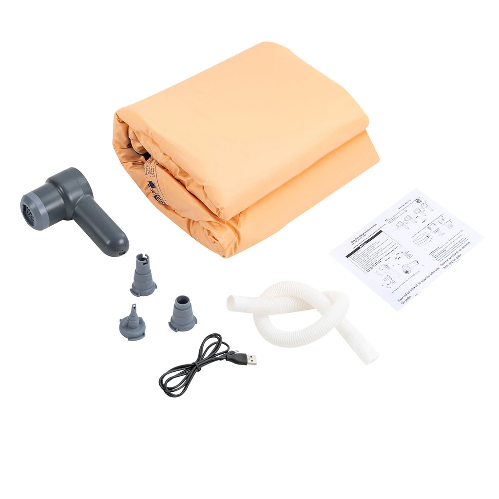 Inflatable Pool, Wireless Rechargeable Pump, Ergonomic Backrest