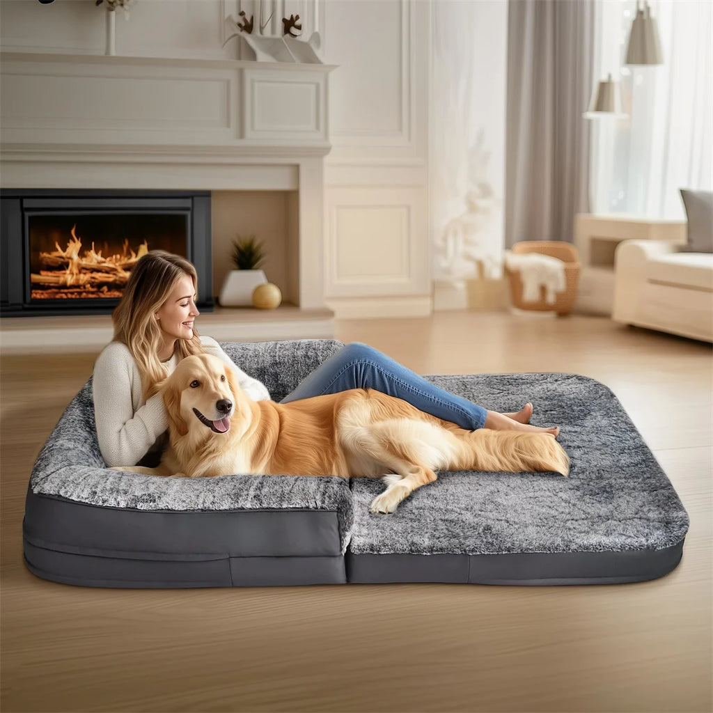 Human-Size Calming Dog Bed Foldable Orthopedic