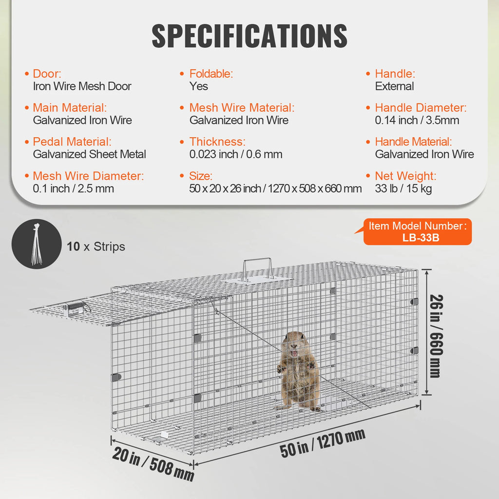Live Animal Cage Trap Humane Cat Rodent Control