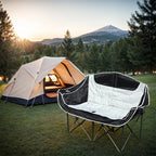 Double Camping Chair Folding Loveseat Chair with Cup Holder and Carry Bag Portable Camping Bench Padded Lawn Chairs for Adults