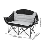 Double Camping Chair Folding Loveseat Chair with Cup Holder and Carry Bag Portable Camping Bench Padded Lawn Chairs for Adults