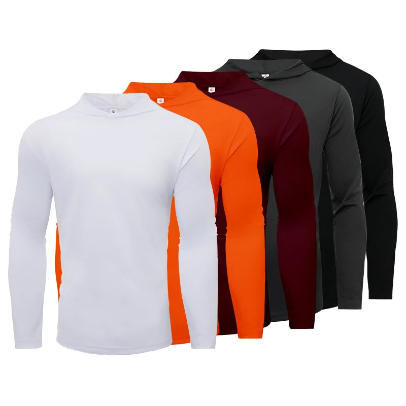 Men's Five Piece Sports T-Shirt, Long Sleeve Hooded
