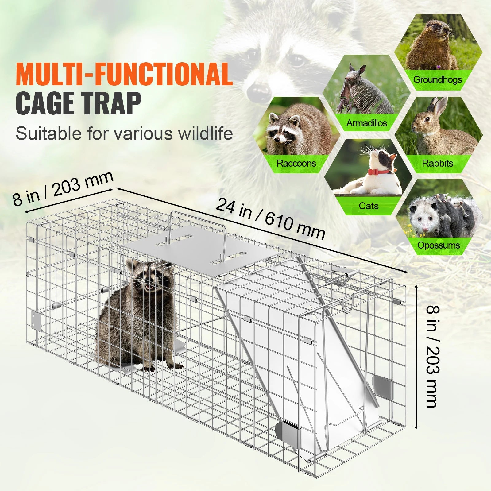 Live Animal Cage Trap Humane Cat Rodent Control