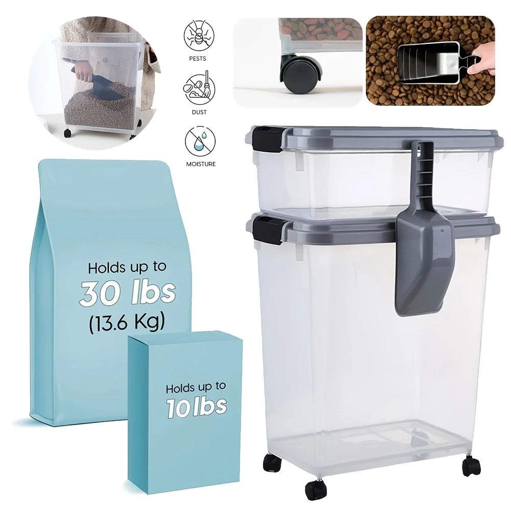 Dog Food Storage Container, 30 Lbs & 11 Lbs Combo