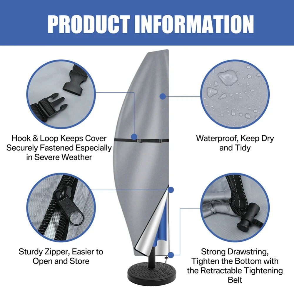Patio Umbrella Cover Waterproof With Rod & Pull Ring
