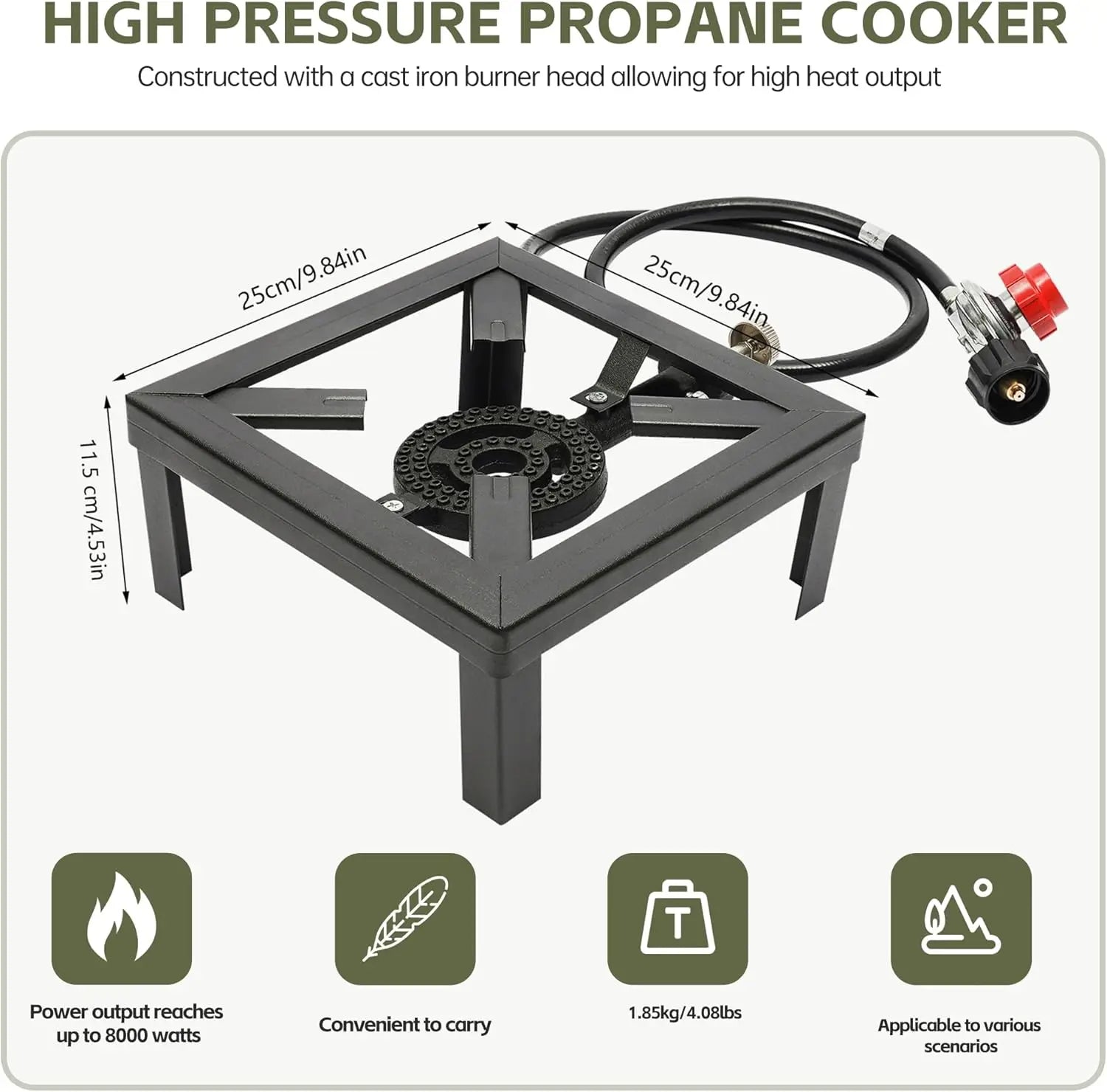 100,000 BTU Propane Burner - Cast-Iron Stove, Portable