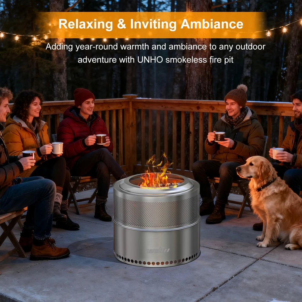 19 Inch Smokeless Fire Pit for Outdoor Wood Burning,