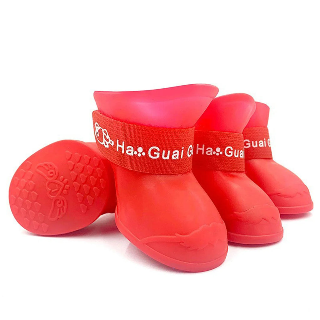 4Pcs Pet WaterProof Rain Shoe Anti-slip Rubber Boot