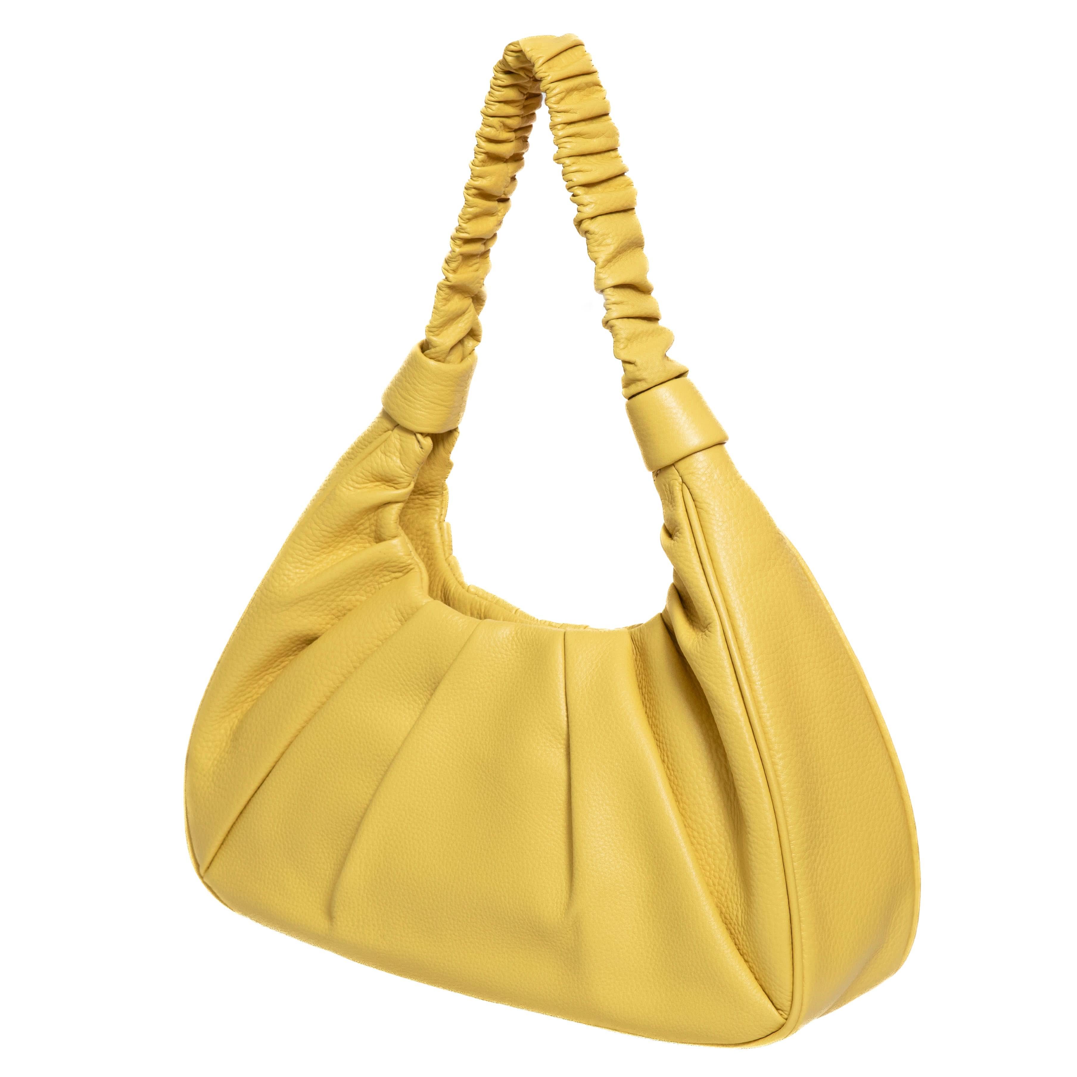 Pebbled Leather Hobo Shoulder Bag
