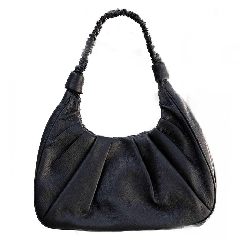 Pebbled Leather Hobo Shoulder Bag