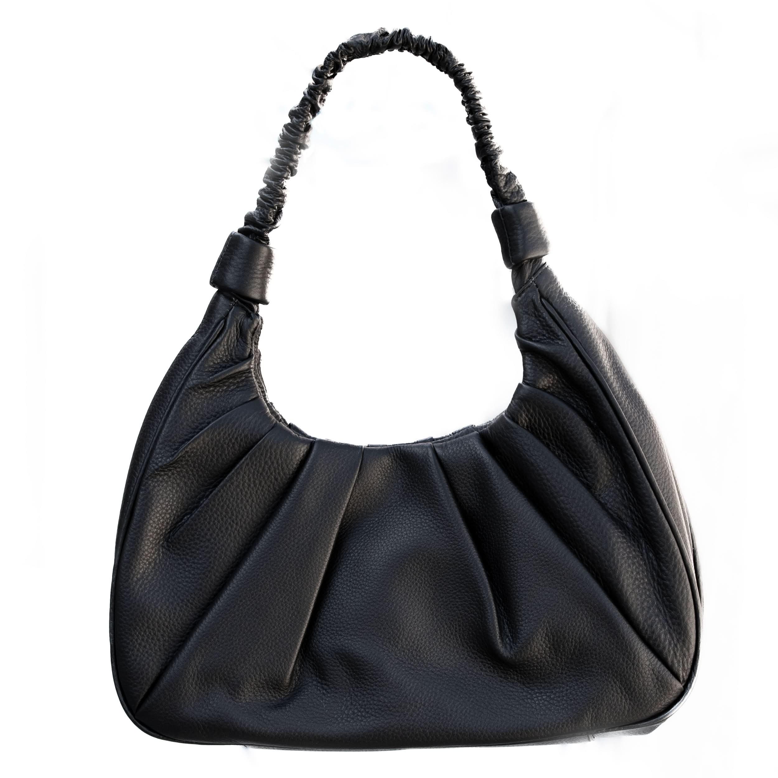 Pebbled Leather Hobo Shoulder Bag