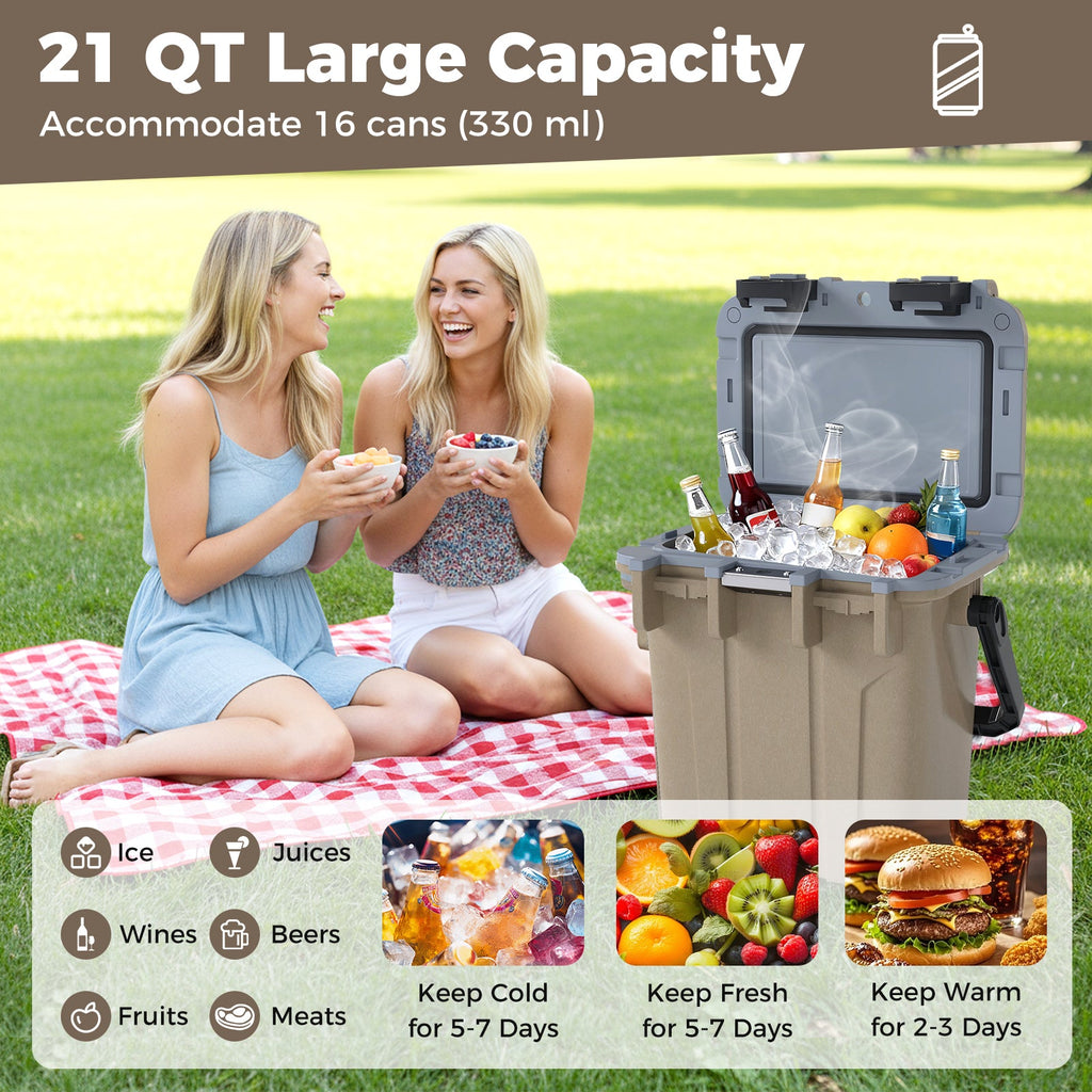 Ultra-Light Injection Molded Cooler 21 QT Hard Ice Chest