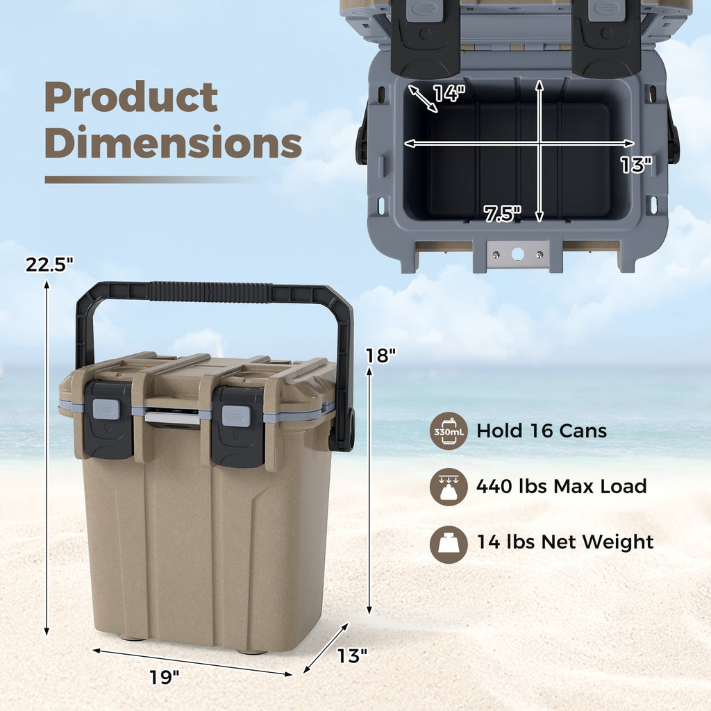 Ultra-Light Injection Molded Cooler 21 QT Hard Ice Chest