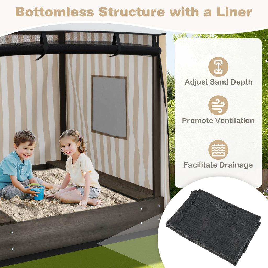 Wooden Sandbox with Canopy