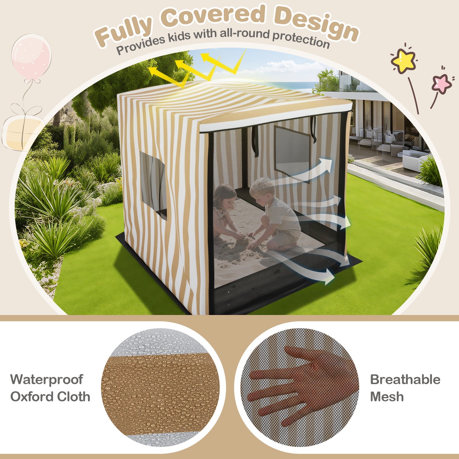 Wooden Sandbox with Canopy