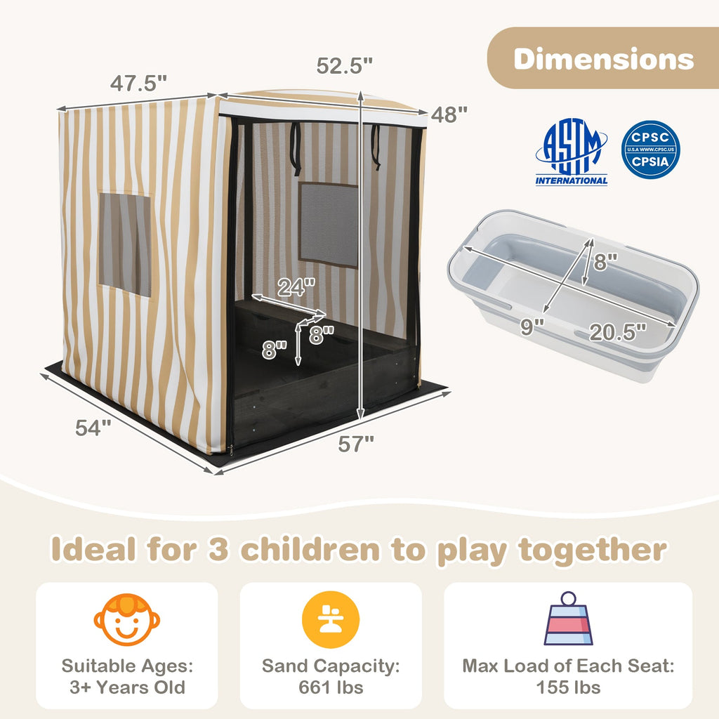Wooden Sandbox with Canopy