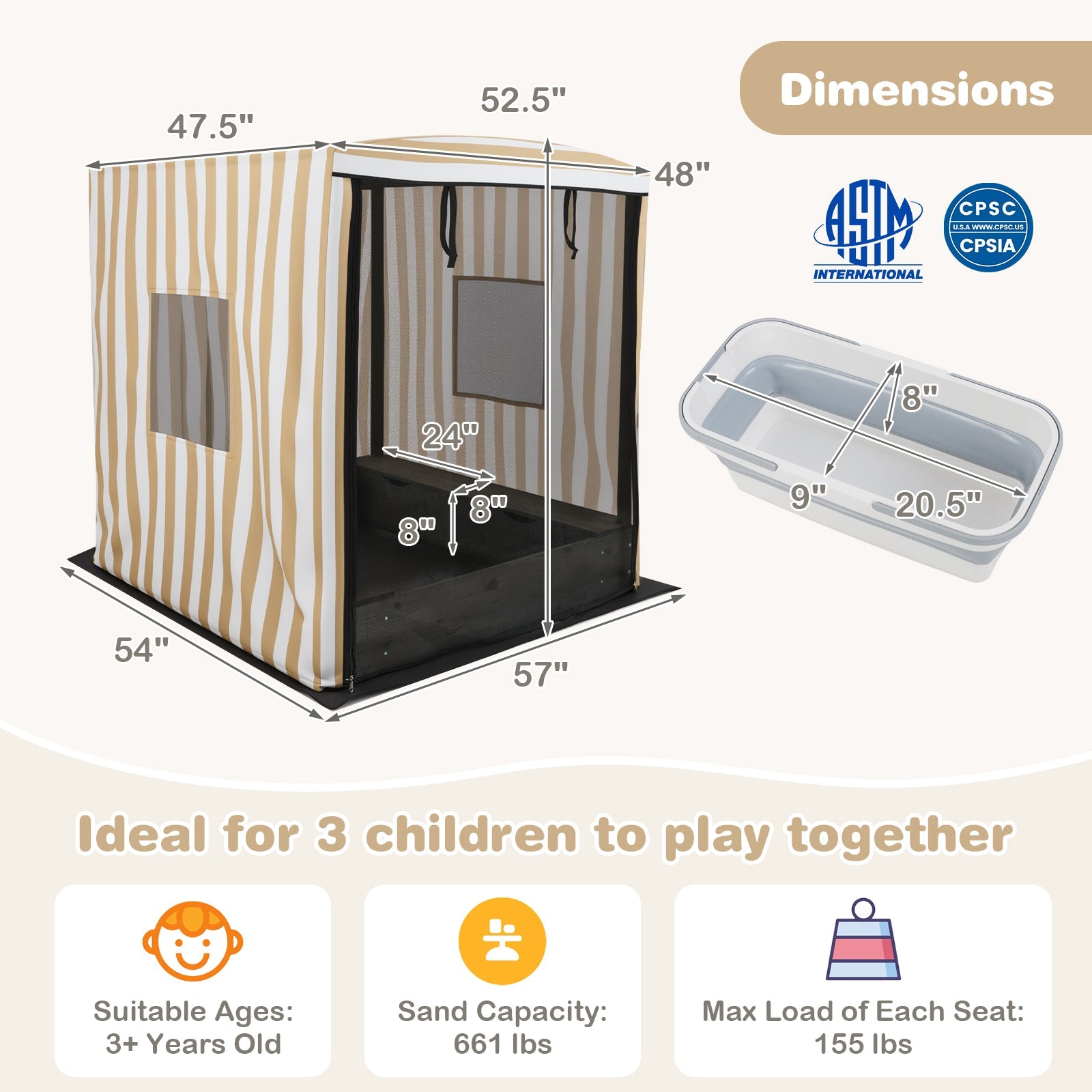 Wooden Sandbox with Canopy