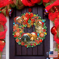Christmas Friends Puppy Door Wreath