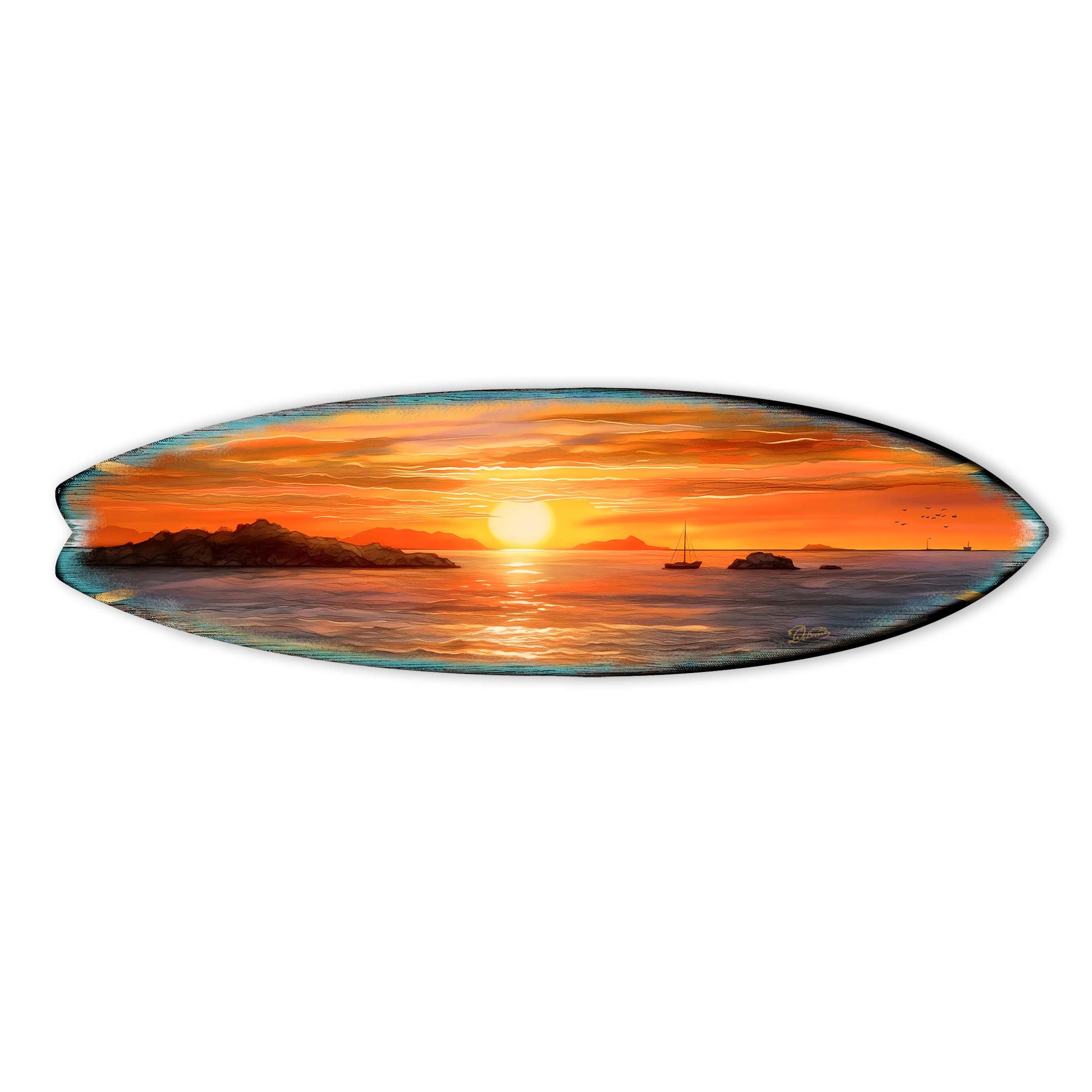 Sunset Symphony Surfboard Coastal Wall Art