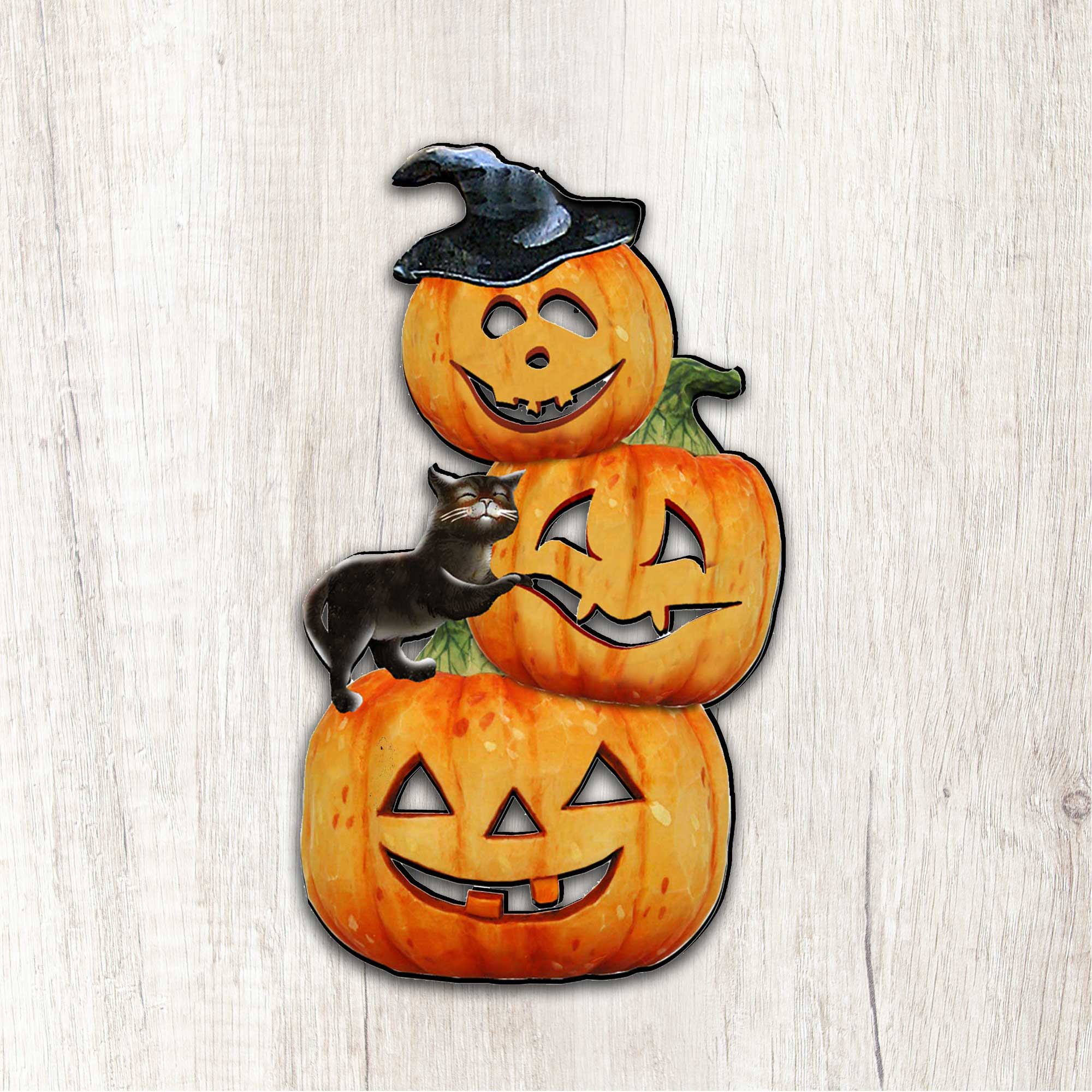 Scary Stacking Pumpkins Halloween Door Decor