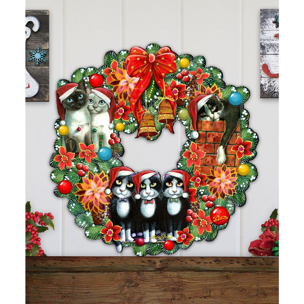 Christmas Friends Kitty Door Wreath