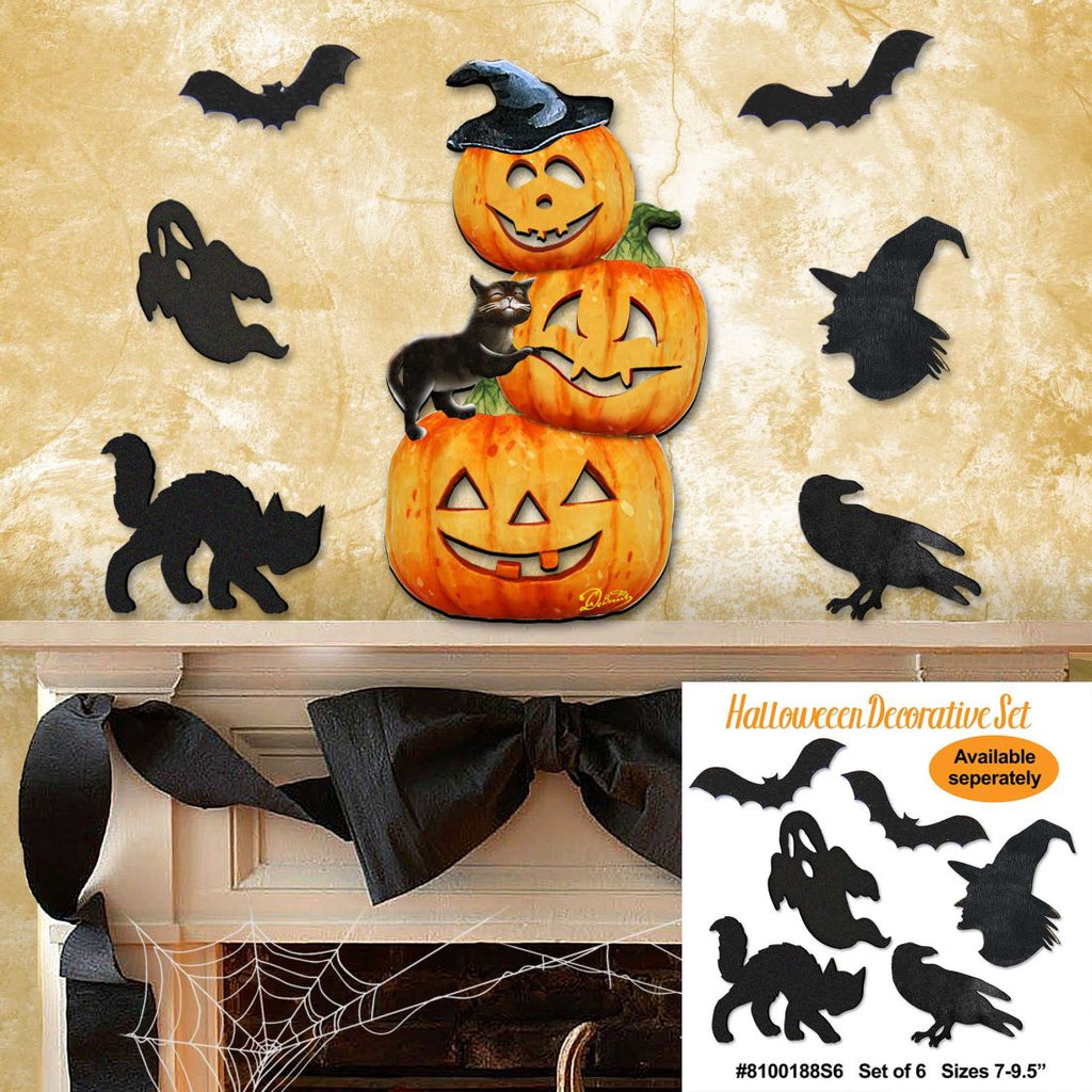 Scary Stacking Pumpkins Halloween Door Decor