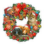 Christmas Friends Puppy Door Wreath