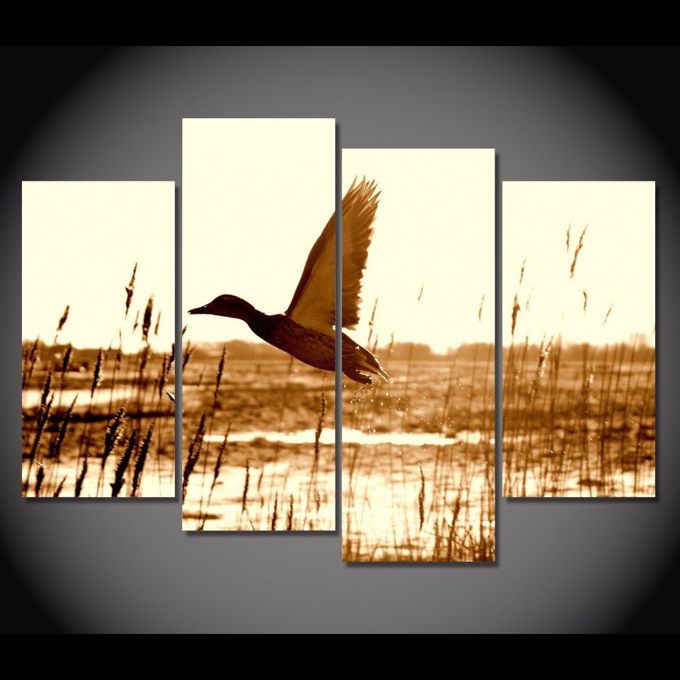 Duck Hunting 4-Piece Wall Art Canvas, Duck Hunting Decor