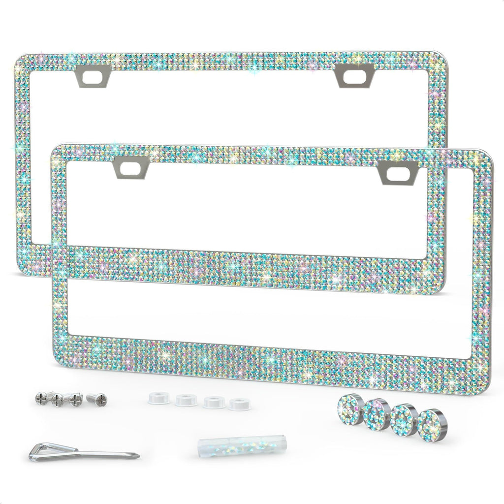 2 Pack Bling License Plate Frames for Women
