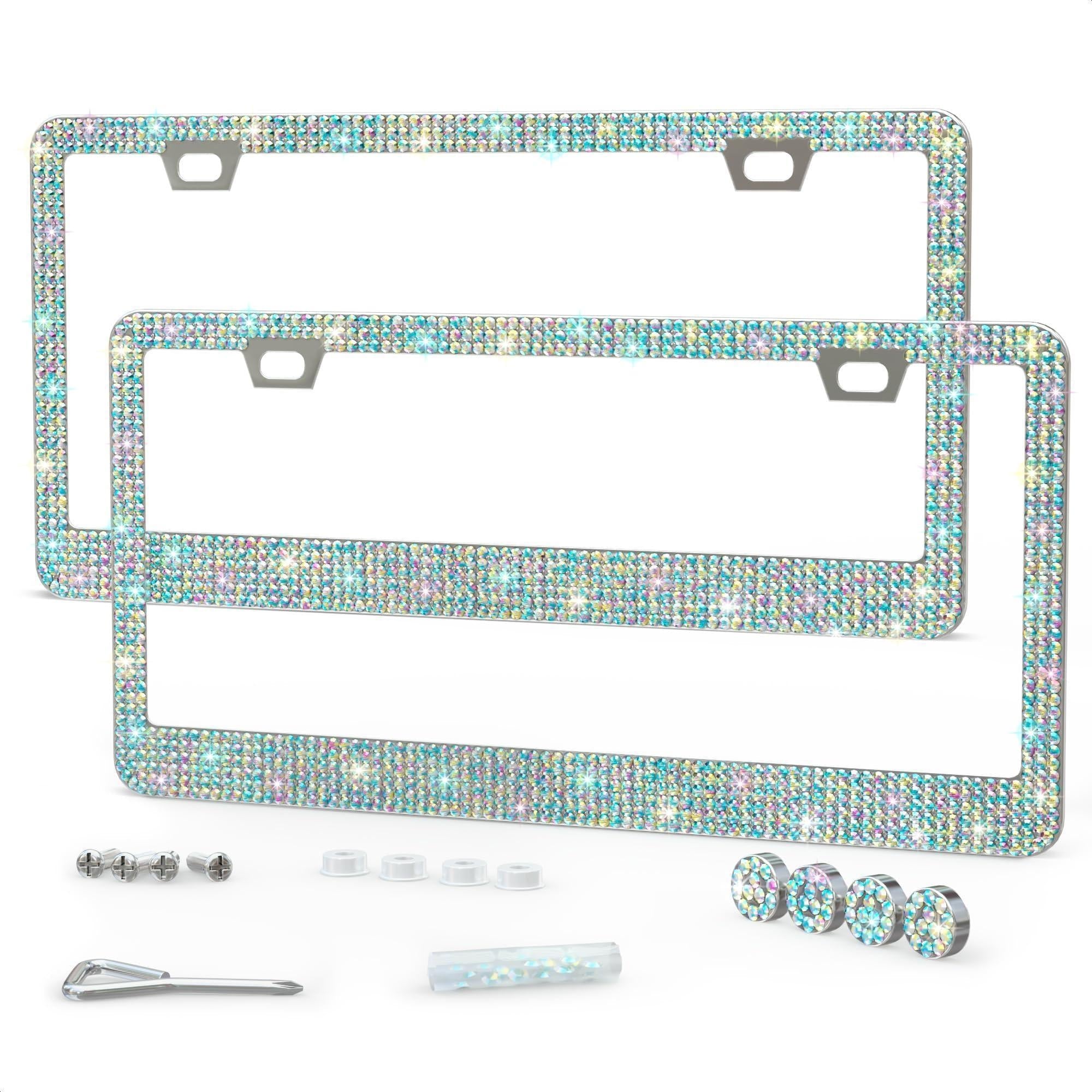 2 Pack Bling License Plate Frames for Women