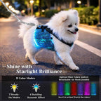 LED Dog Harness Light Up Fiber Optic Remote Control