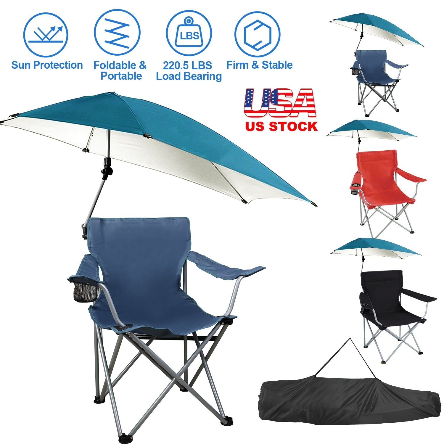 Beach Chair with Detachable Umbrella