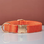 Multiple Colour Velvet Personalise Dog Collar Leash Set With Bow