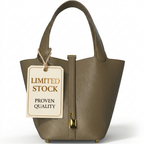 Leather Bucket Bag with Drawstring Pouch – Leather Satchel, Everyday Handbag with Mini Lock Design