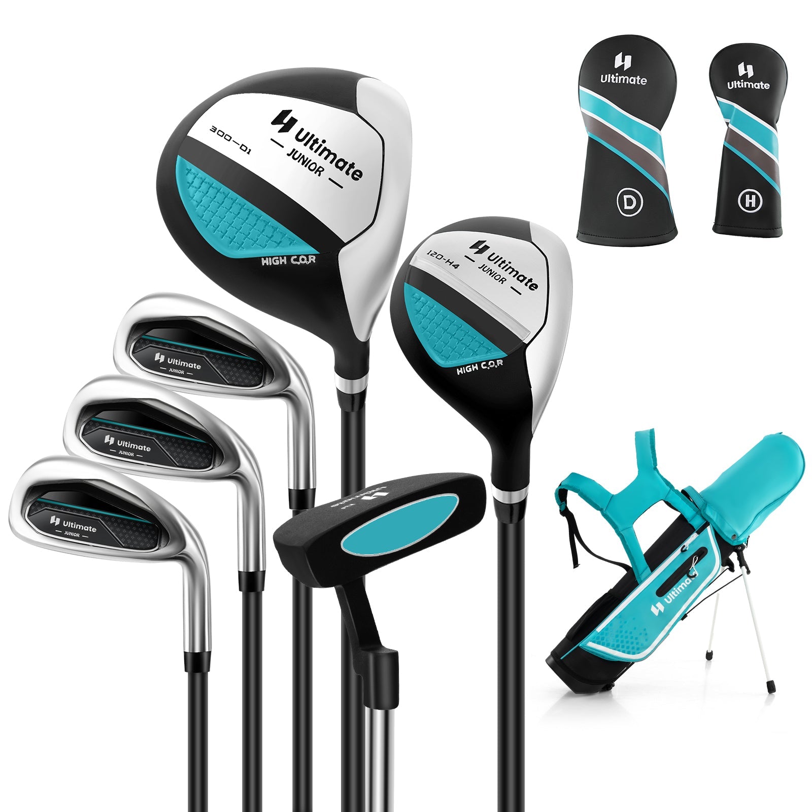 Junior Complete Golf Club Set with Stand Bag Rain Hood