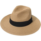 Wide Brim Straw Panama Roll up Hat