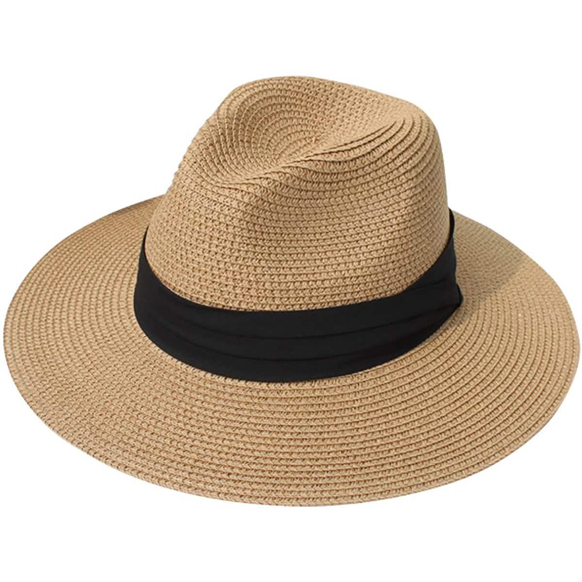 Wide Brim Straw Panama Roll up Hat