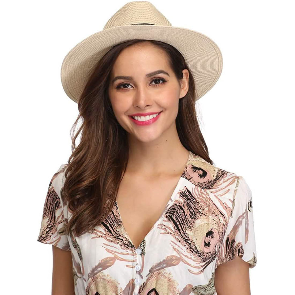 Wide Brim Straw Panama Roll up Hat