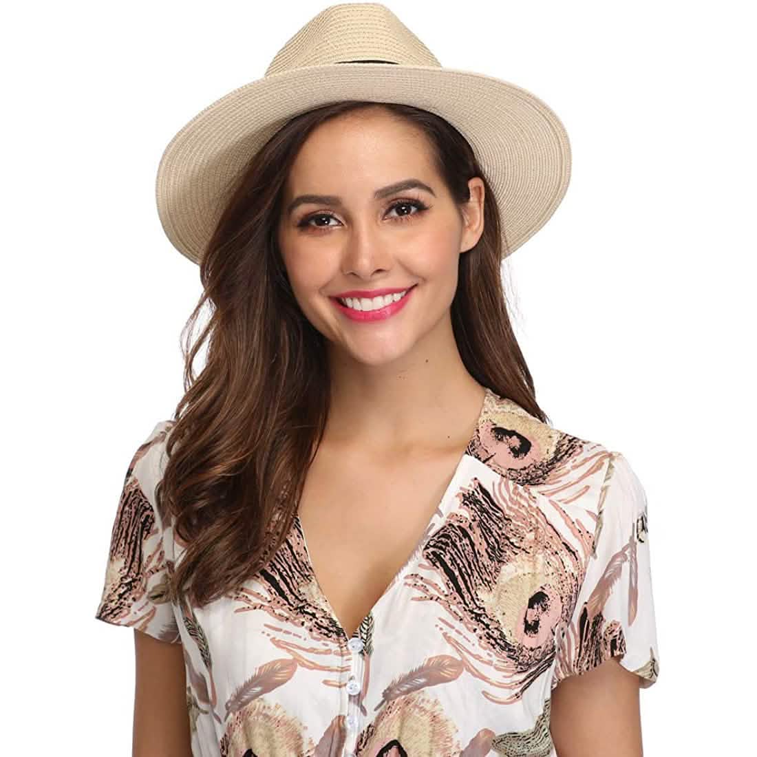Wide Brim Straw Panama Roll up Hat
