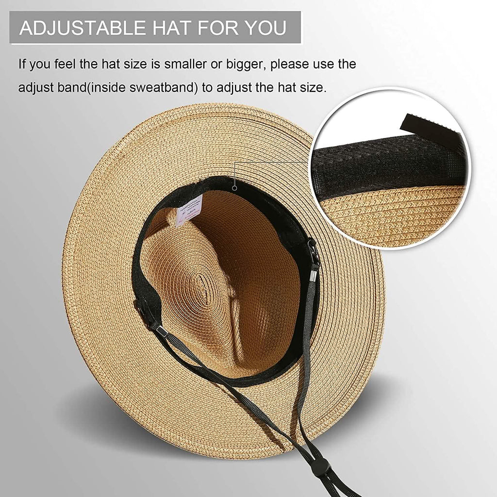 Wide Brim Straw Panama Roll up Hat
