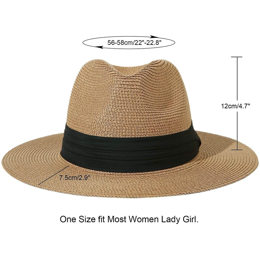 Wide Brim Straw Panama Roll up Hat