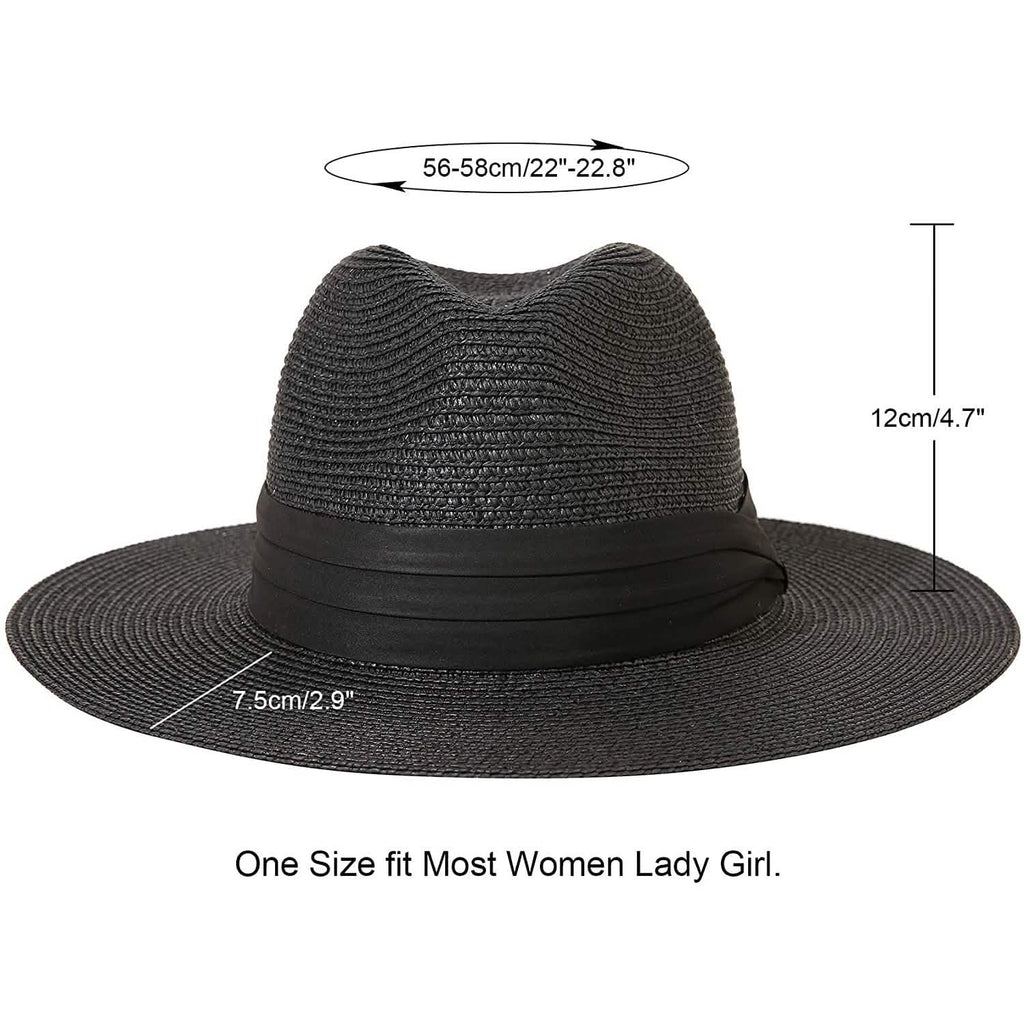Wide Brim Straw Panama Roll up Hat