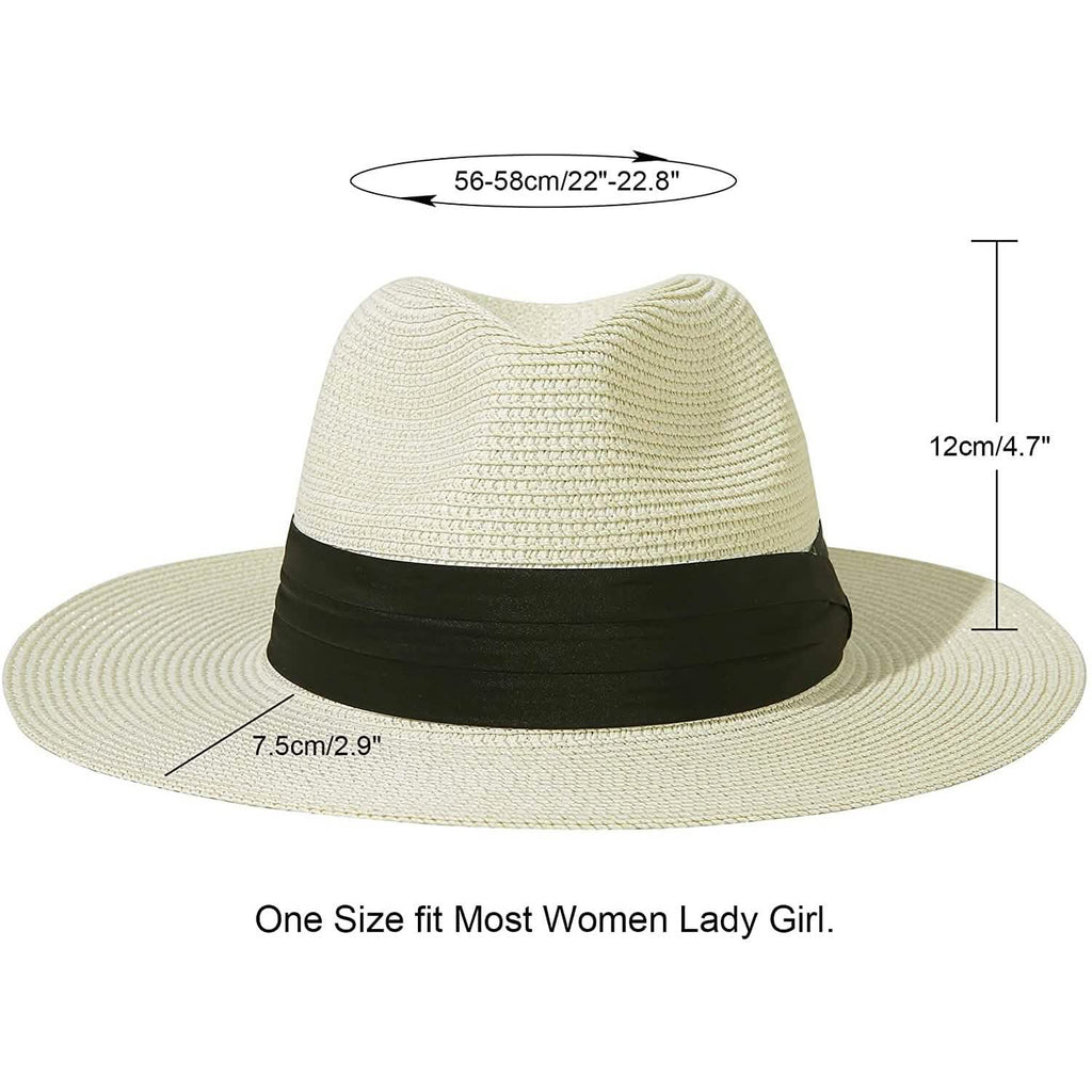 Wide Brim Straw Panama Roll up Hat